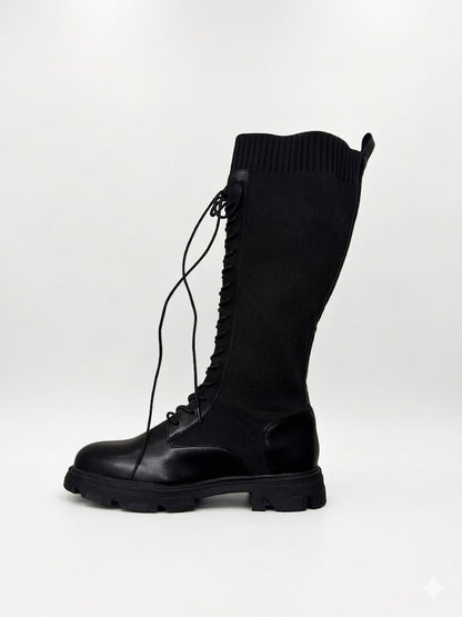 Bottes hautes à lacets avec tige en maille stretch et semelle crantée