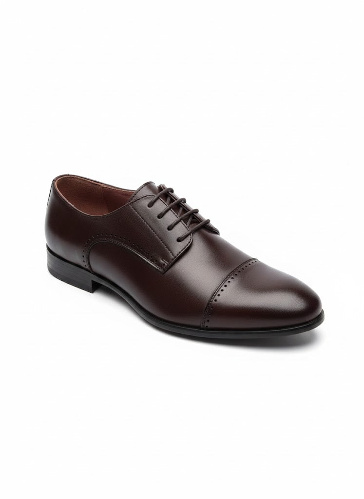 Chaussures de ville à lacets ouverts en cuir lisse à lacets