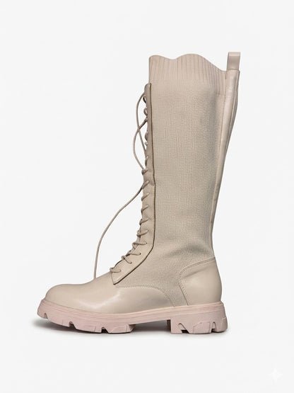 Bottes hautes à lacets avec tige en maille stretch et semelle crantée