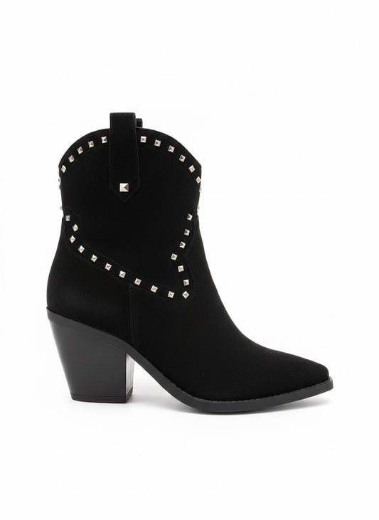Bottines western clous argentés & talon biseauté
