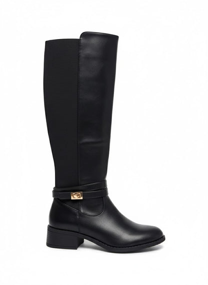 Bottes haute en cuir avec empiècement élastiqué