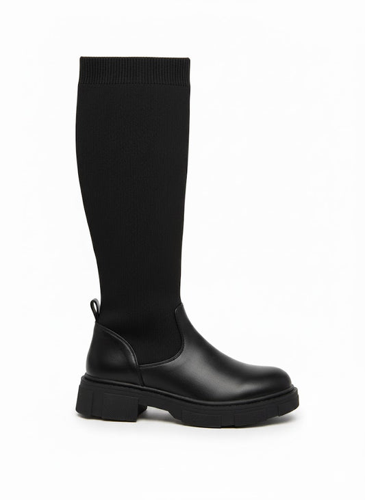 Bottes chaussette noires à semelle crantée