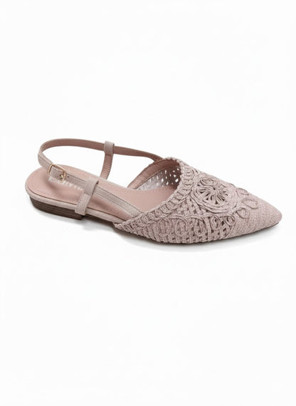 Ballerines slingback en dentelle ajourée à bout pointu raffiné