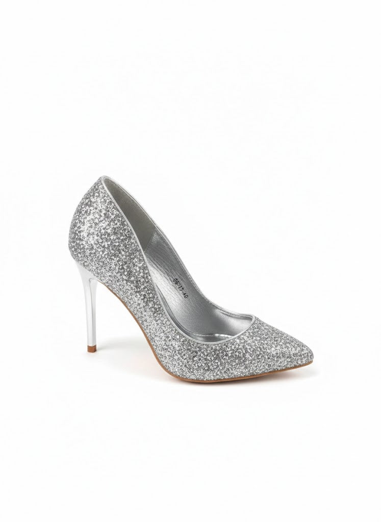 Talon à paillettes bout pointu et talon aiguille