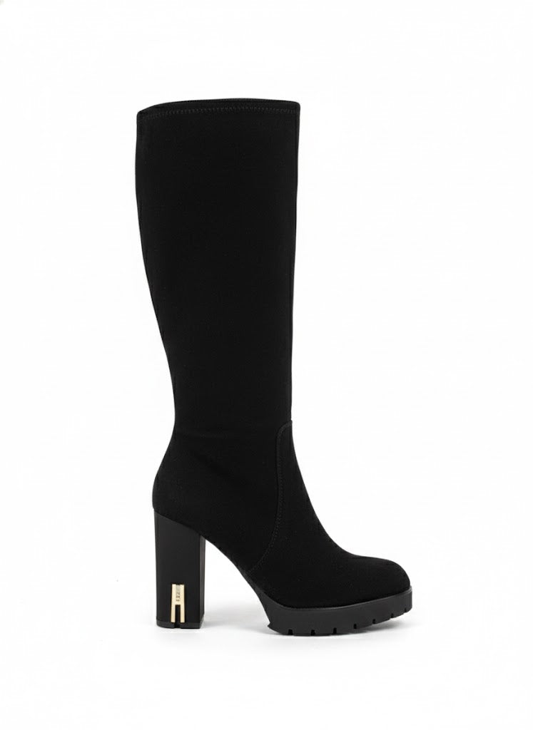 Bottes hautes noires à talon épais