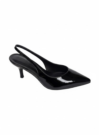 Escarpins slingback vernis à bout pointu et talon fin