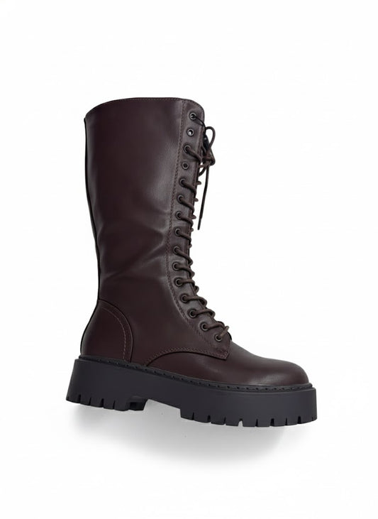 Bottes montantes à lacets et plateforme