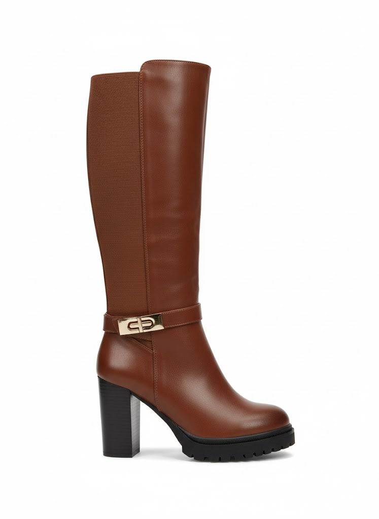 Bottes haute à talon cranté