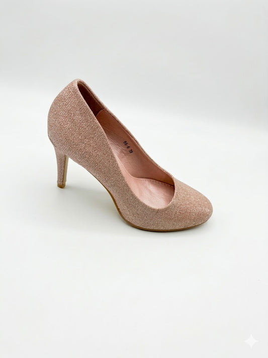 Escarpin pailleté rose champagne à talon haut