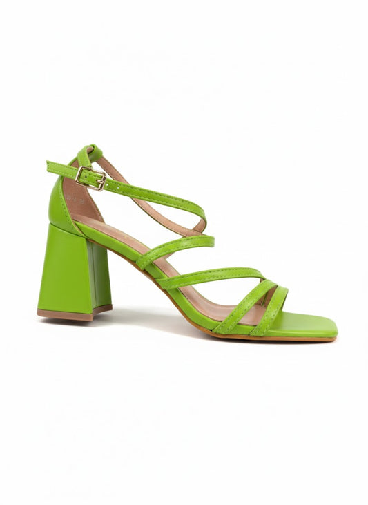Talon carré vert vif à brides fines