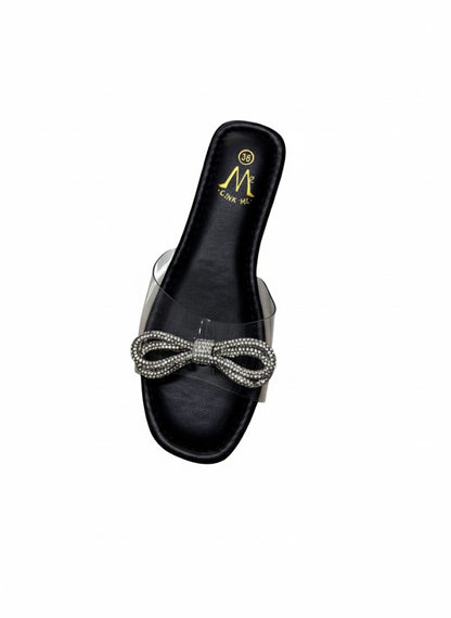 Sandale à brides transparentes et strass