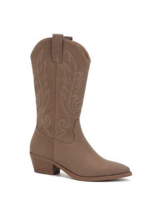 Bottes western à surpiqûres décoratives