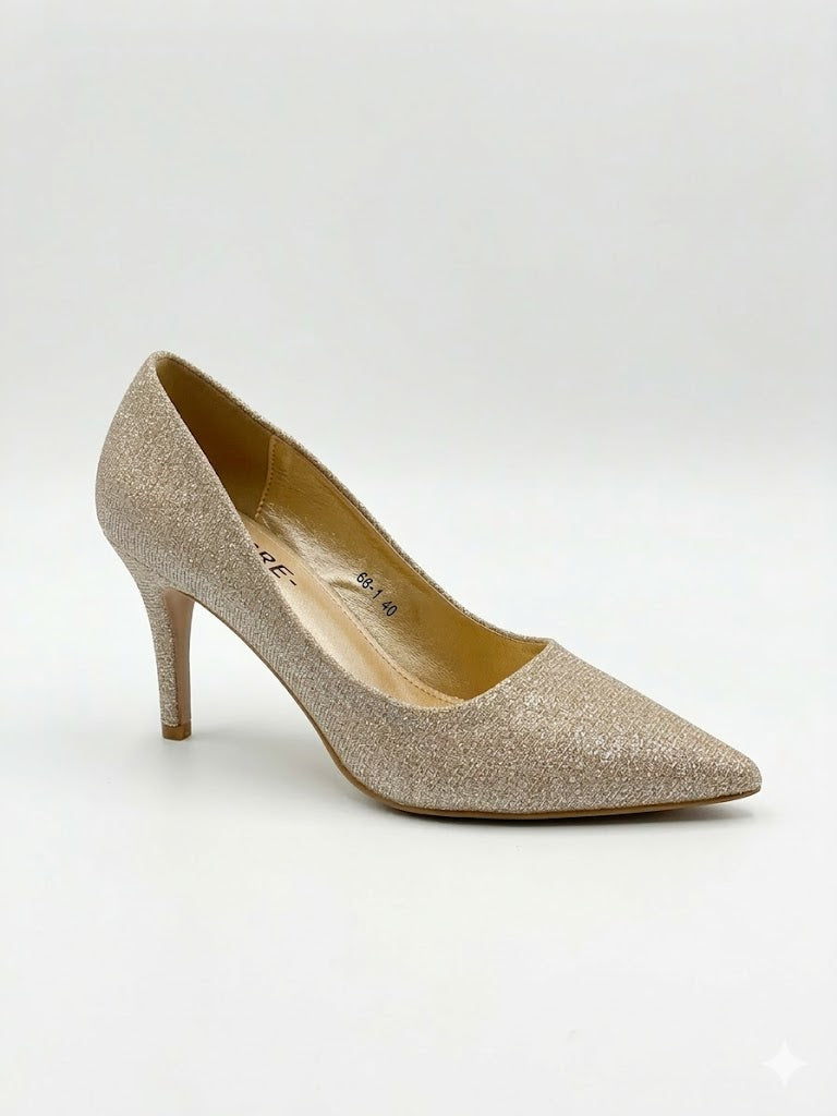 Escarpin pailleté à talon fin