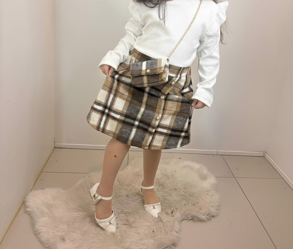 Robe à carreaux avec pochette