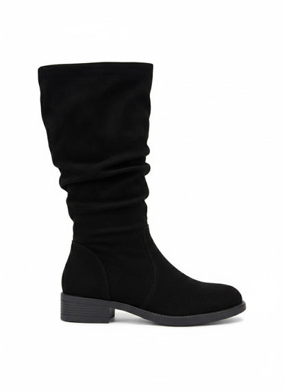 Bottes mi-mollet en suédine à effet plissé