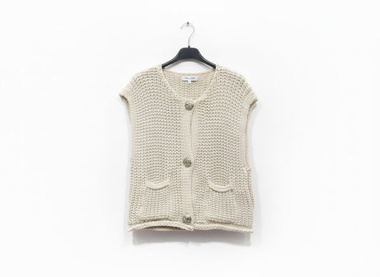 Gilet sans manches en maille texturée à boutons bijoux