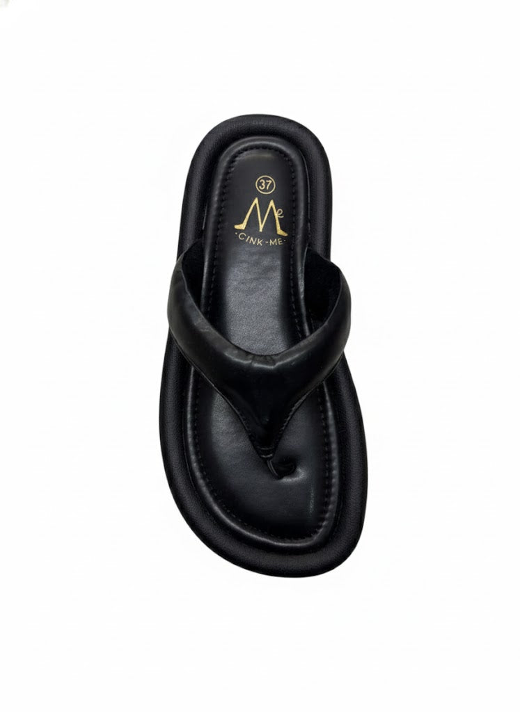 Sandale matelassée effet cuir