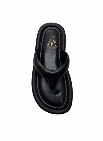 Sandale matelassée effet cuir