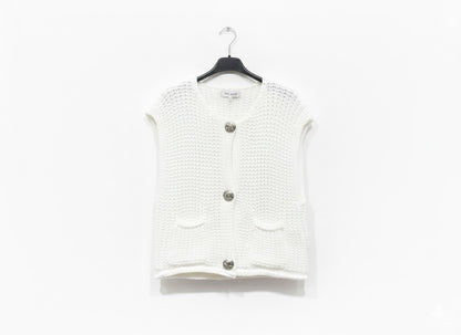Gilet sans manches en maille texturée à boutons bijoux