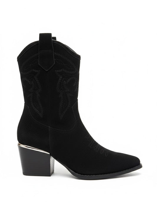 Bottines western noire à talon