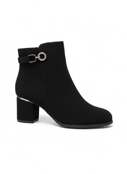 Bottines à talon carré et détail circulaire
