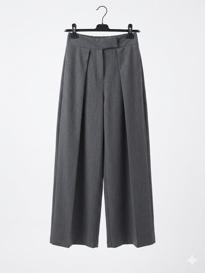 Pantalon large taille haute à plis structurés