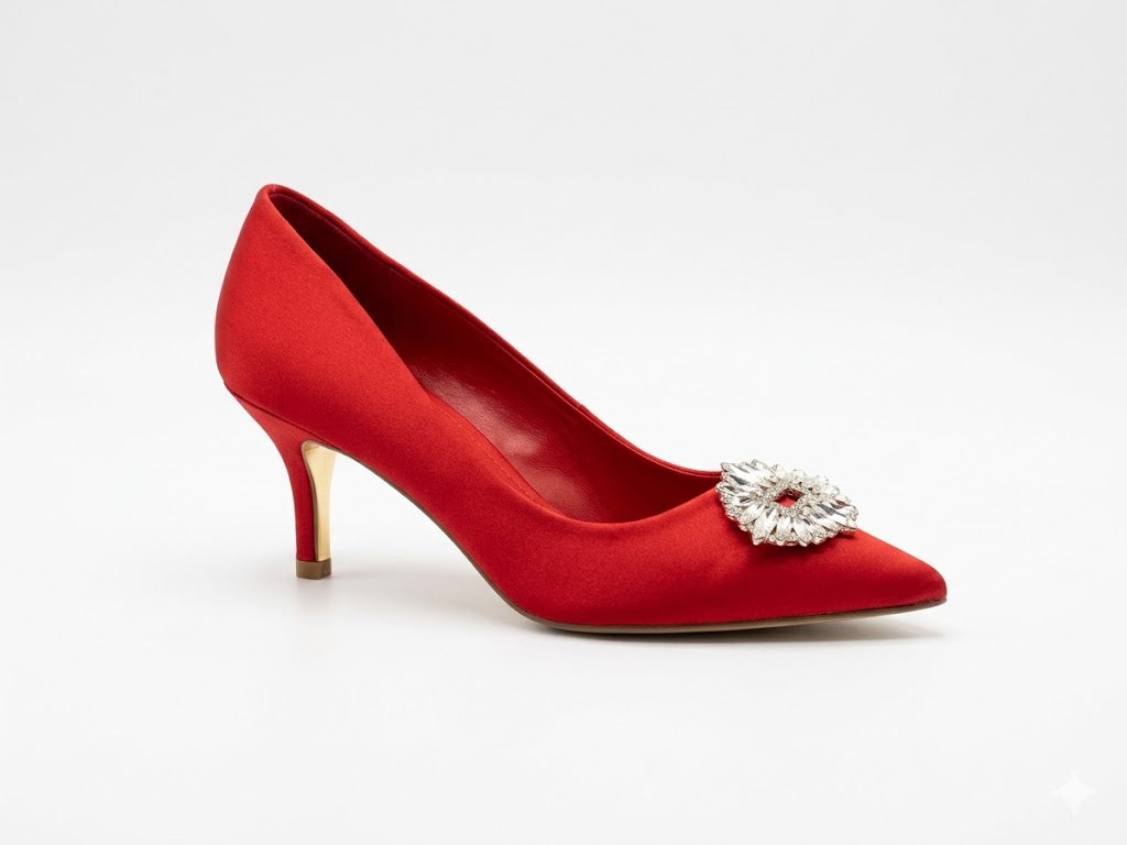 Escarpin à talon haut avec broche strass