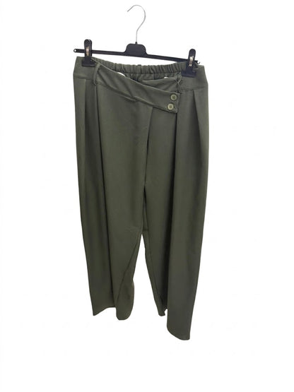 Pantalon large taille haute à plis