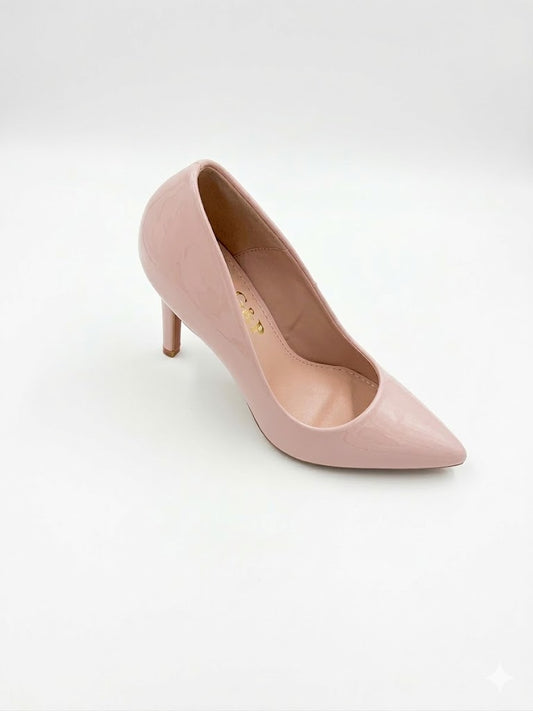 Escarpin verni rose à talon fin