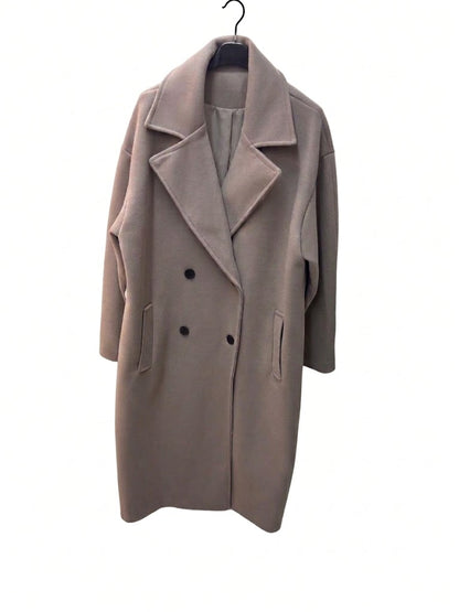 Manteau long double boutonnage coupe droite