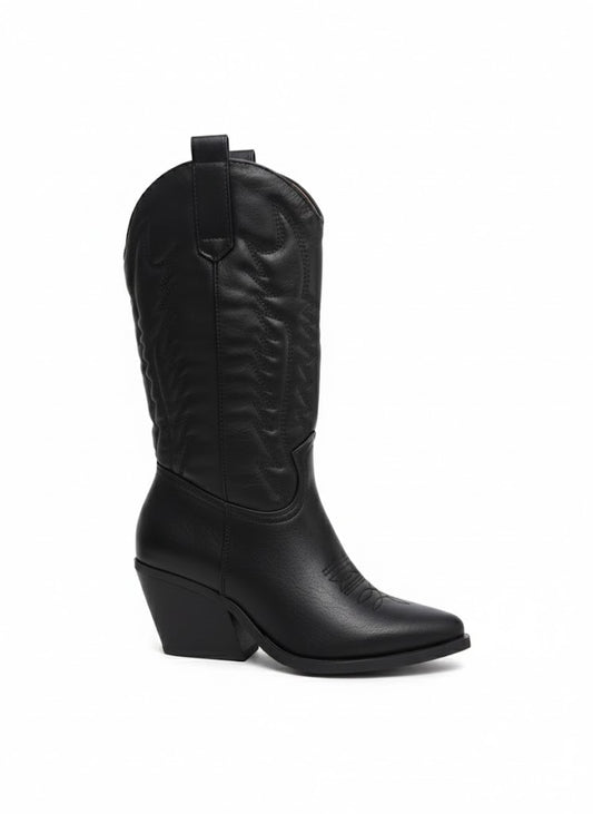 Bottes western noire à talon biseauté