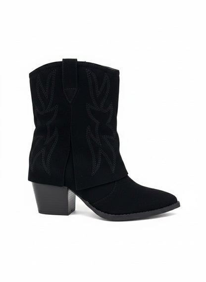 Bottines western en suédine brodée
