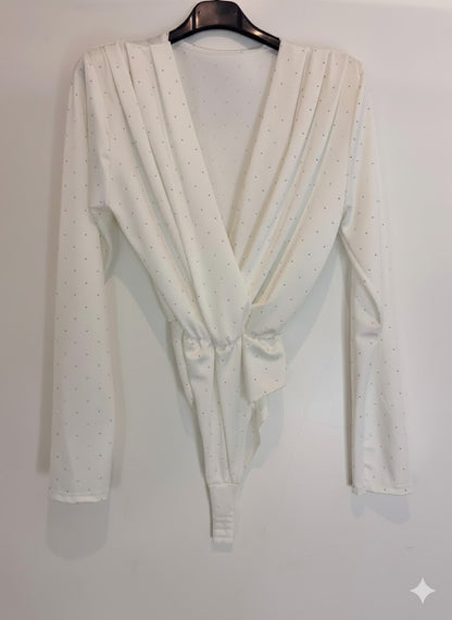 Body décolleté plongeant strassé croisé