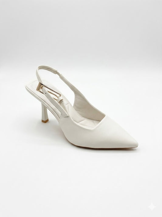 Escarpins slingback à bout pointu avec détail bijou et talon fin
