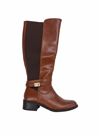 Bottes haute en cuir avec empiècement élastiqué