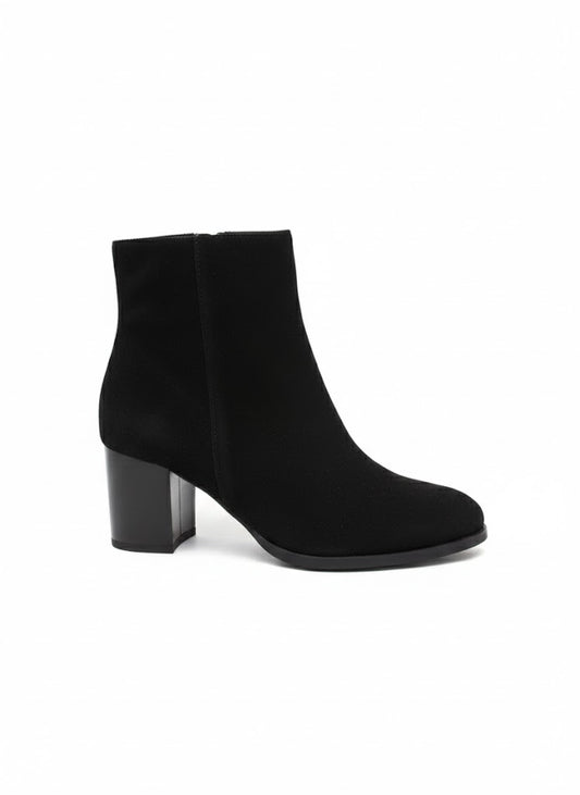 Bottines noire à talon carré en suédine